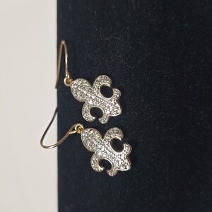 Gold and Diamond Fleur De Lis Earrings